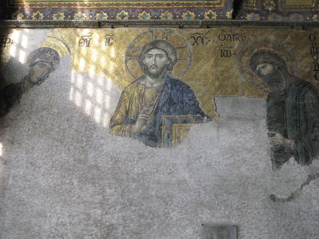 La Vierge et St Jean Baptiste implorent le Christ (mosaïque)