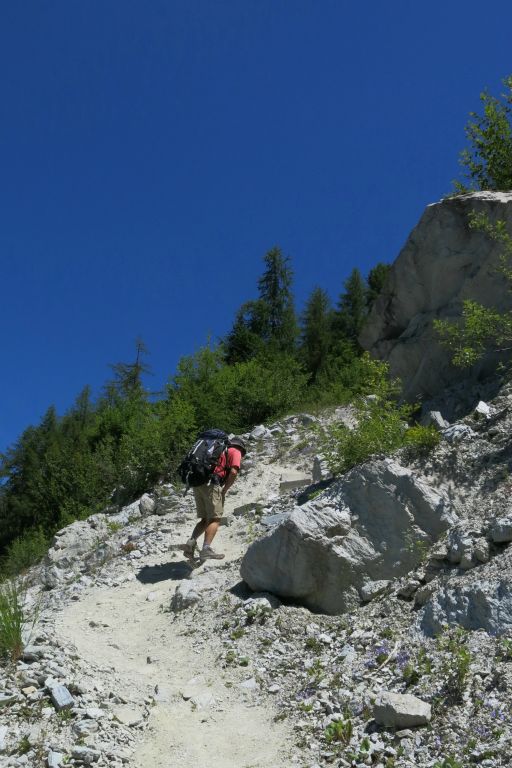 Même le long des bisses, il y a des raidillons (pour contouner une zone d'éboulis)