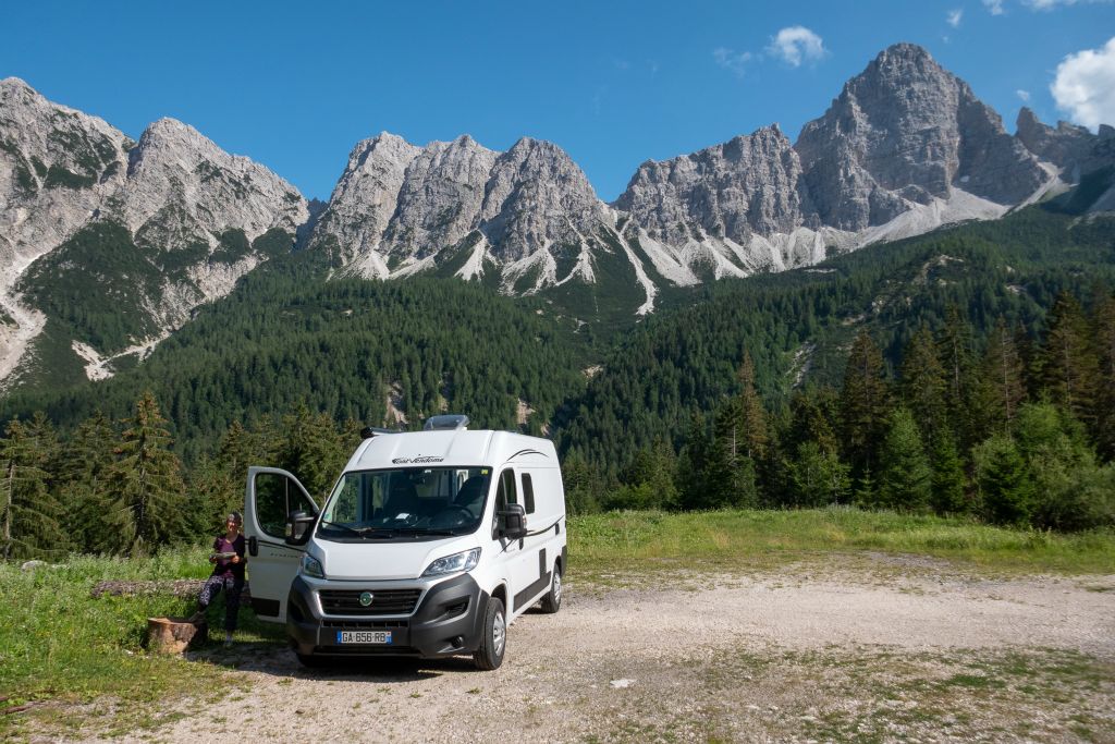 Après Bruneck, Cortina d'Ampezzo et Venas, arrêt pour notre 1er camp "sauvage" à quelques km du dernier musée Messner