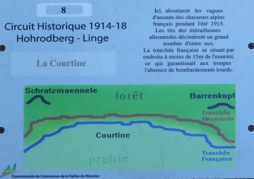 Entre Hohrodberg et Linge, nous suivons  la ligne des crêtes où se situent les tranchées et les blockhaus