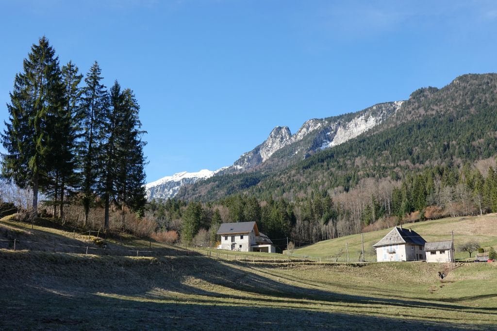 Nous restons d'abord dans la vallée. Vue sur la Dent de l'Ours