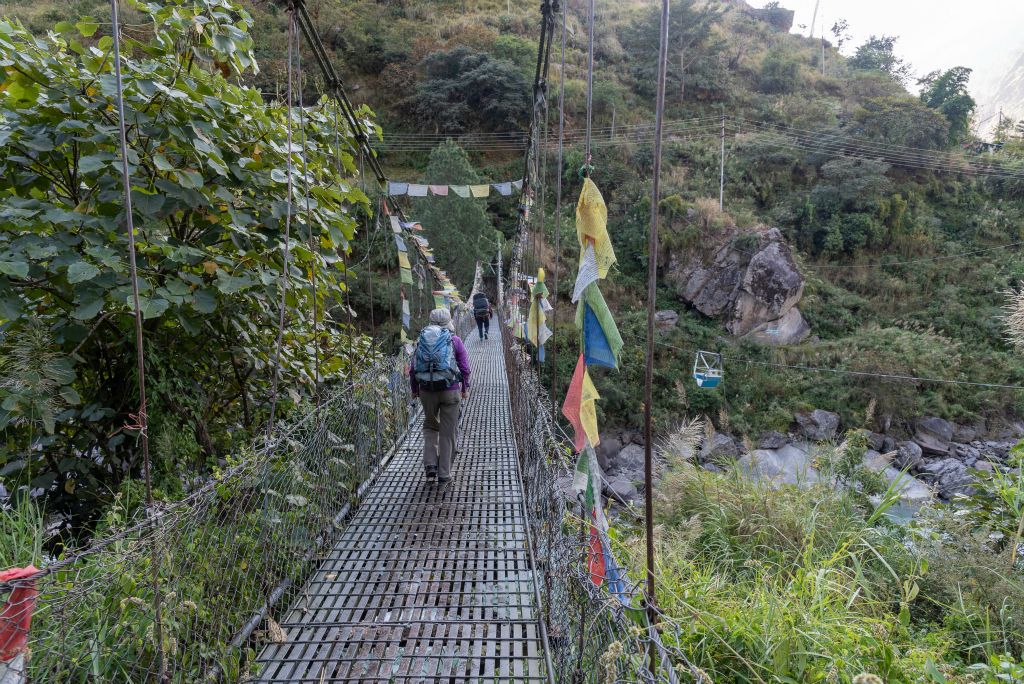 Un des nombreux ponts sur la Langtang Khola