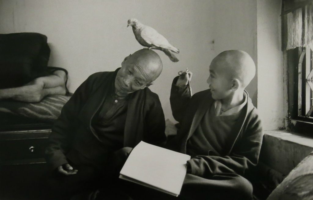 Jeune futur lama de 12 ans et son tuteur, Bodnath, Népal, 1996